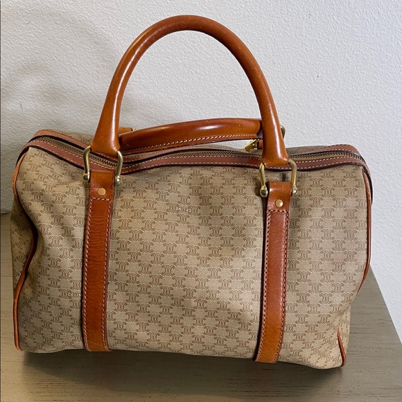 Celine Brown and Tan Monogram Boston Bag - Picture 2 of 13